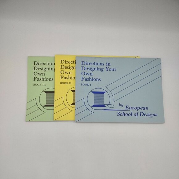 Vtg 1986 European School of Designs Books 1, 2 & 3 FashionClothing Design Sew